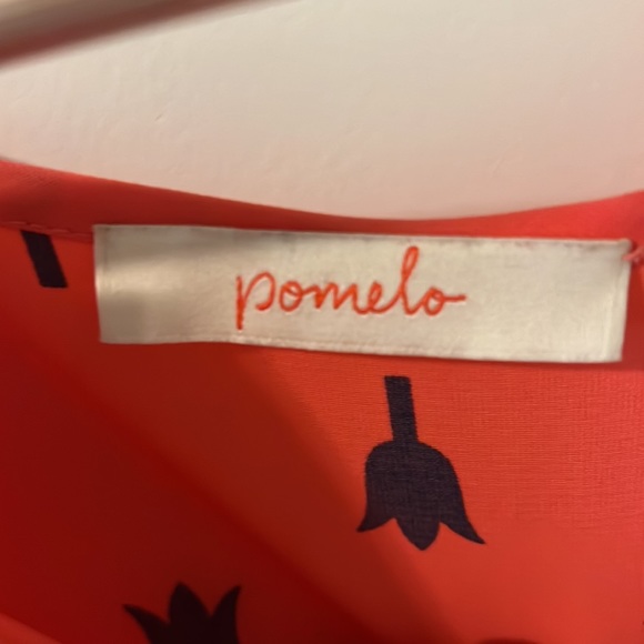 Navy tulip, coral colored blouse, Large - Picture 5 of 6